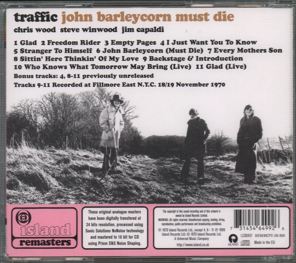 Traffic John Barleycorn Must Die UK CD album (CDLP) TRFCDJO667293