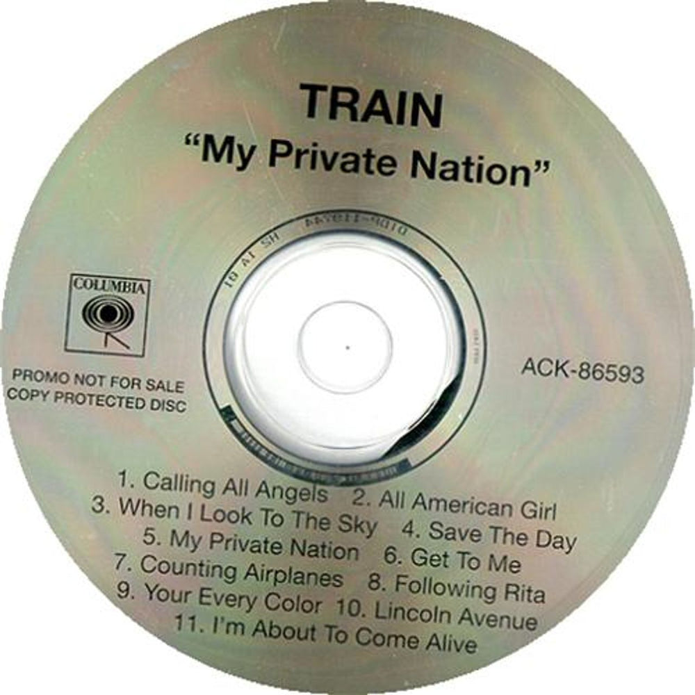 Train My Private Nation UK Promo CD album (CDLP) ACK-86593