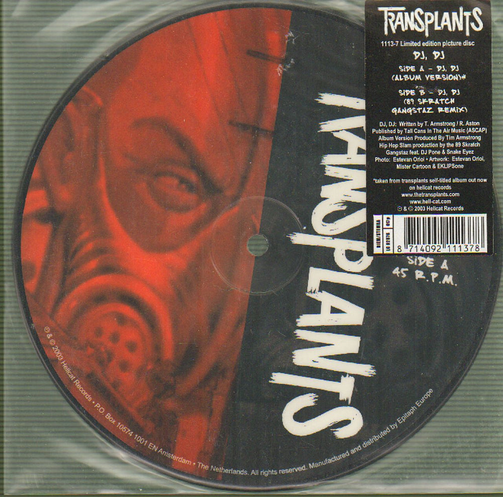 Transplants DJ, DJ UK 7" vinyl picture disc (7 inch picture disc single) 11137