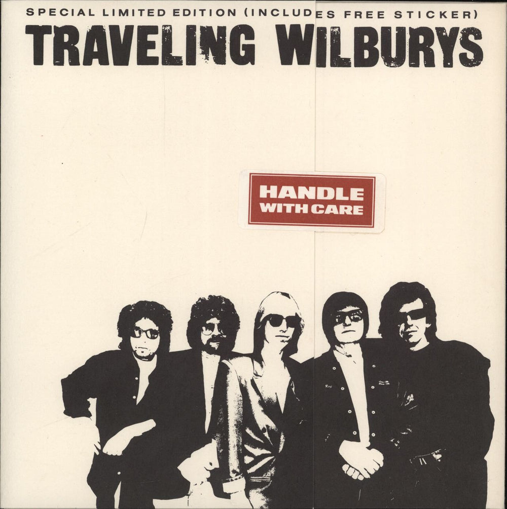 Traveling Wilburys Handle With Care + Opened Sticker UK 7" vinyl single (7 inch record / 45) W7732W