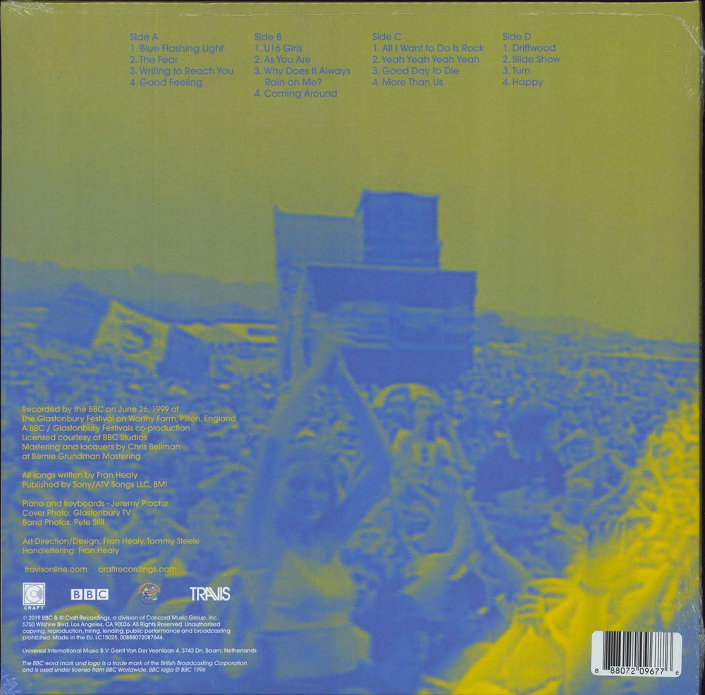 Travis (90s) Live At Glastonbury '99 - Blue Vinyl - Sealed UK 2-LP vinyl record set (Double LP Album) 888072096776