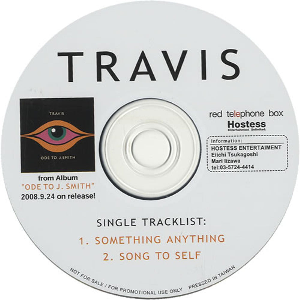 Travis (90s) Something Anything Taiwanese Promo CD single (CD5 / 5") TRAVIS_0808