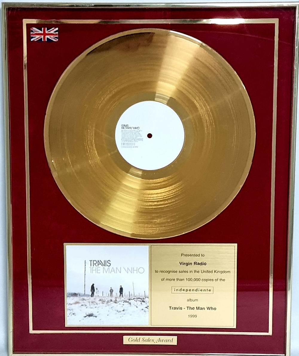 Travis (90s) The Man Who UK award disc GOLD AWARD