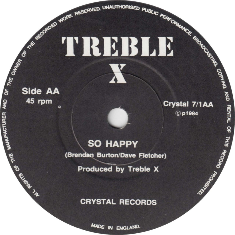 Treble X So Happy UK 7" vinyl single (7 inch record / 45)