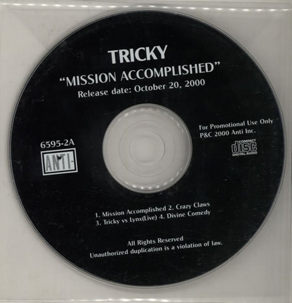 Tricky Mission Accomplished US Promo CD single (CD5 / 5") 6595-2A