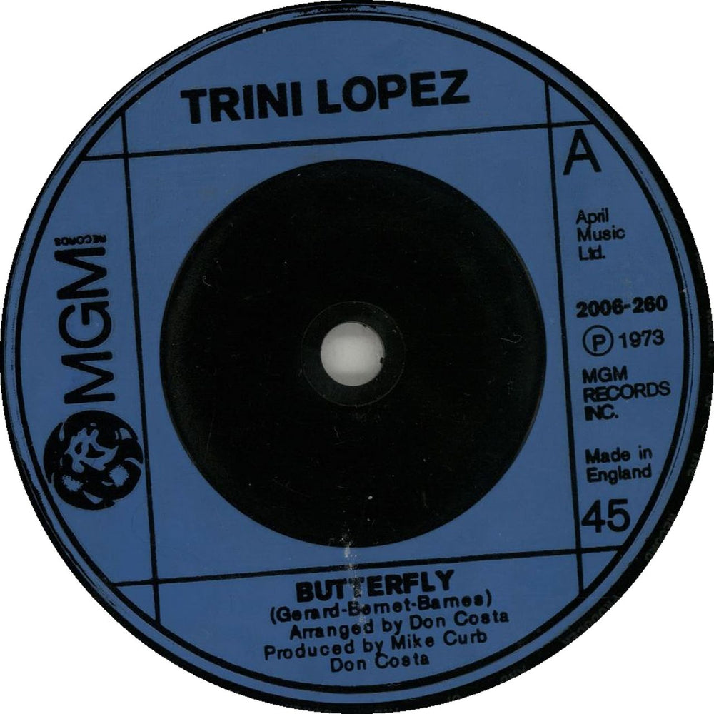 Trini Lopez Butterfly UK 7" vinyl single (7 inch record / 45) 2006260