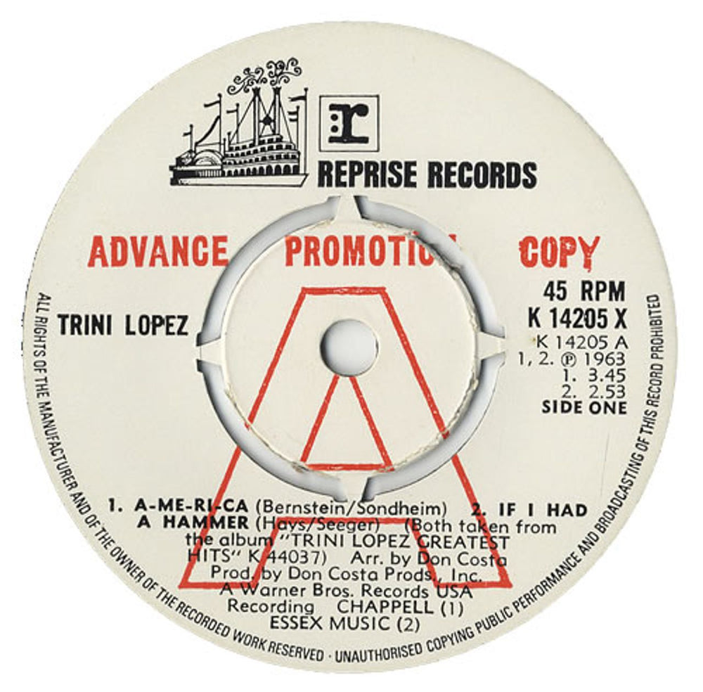 Trini Lopez Trini Lopez EP UK Promo 7" vinyl single (7 inch record / 45) TE107TR468892