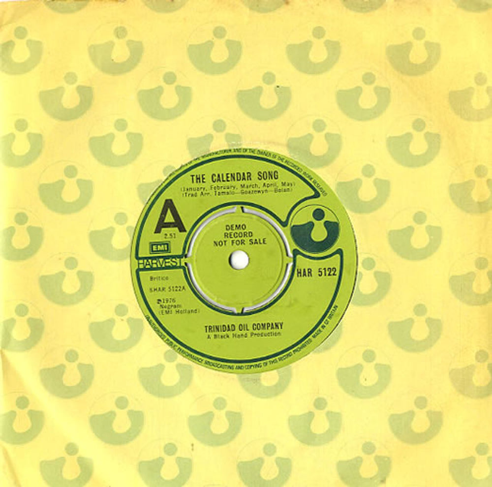 Trinidad Oil Company The Calendar Song - A Label UK Promo 7" vinyl single (7 inch record / 45) HAR5122