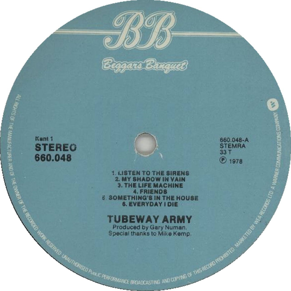 Tubeway Army Tubeway Army Dutch vinyl LP album (LP record)