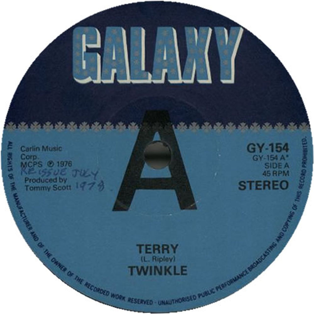 Twinkle Terry - A Label UK Promo 7" vinyl single (7 inch record / 45) GY-154