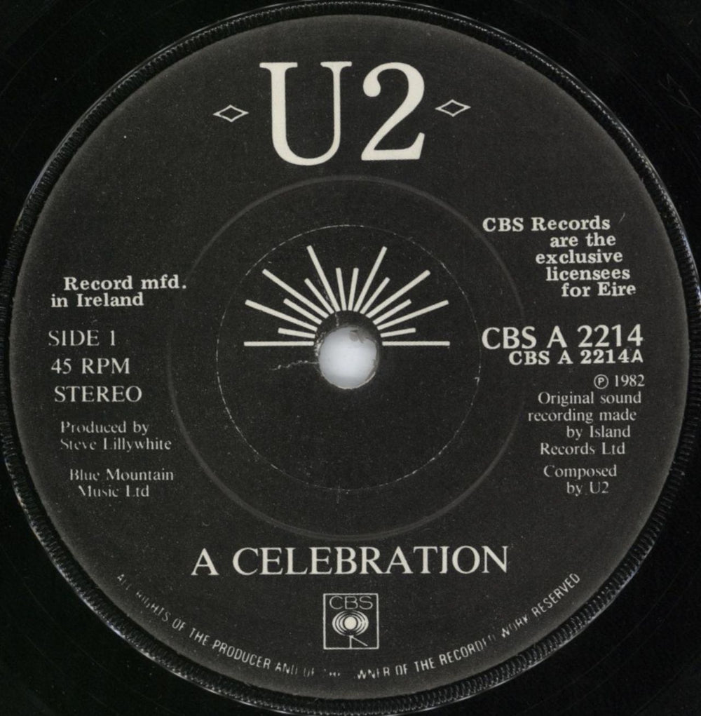 U2 A Celebration - Black Label Irish 7" vinyl single (7 inch record / 45) U-207AC406943