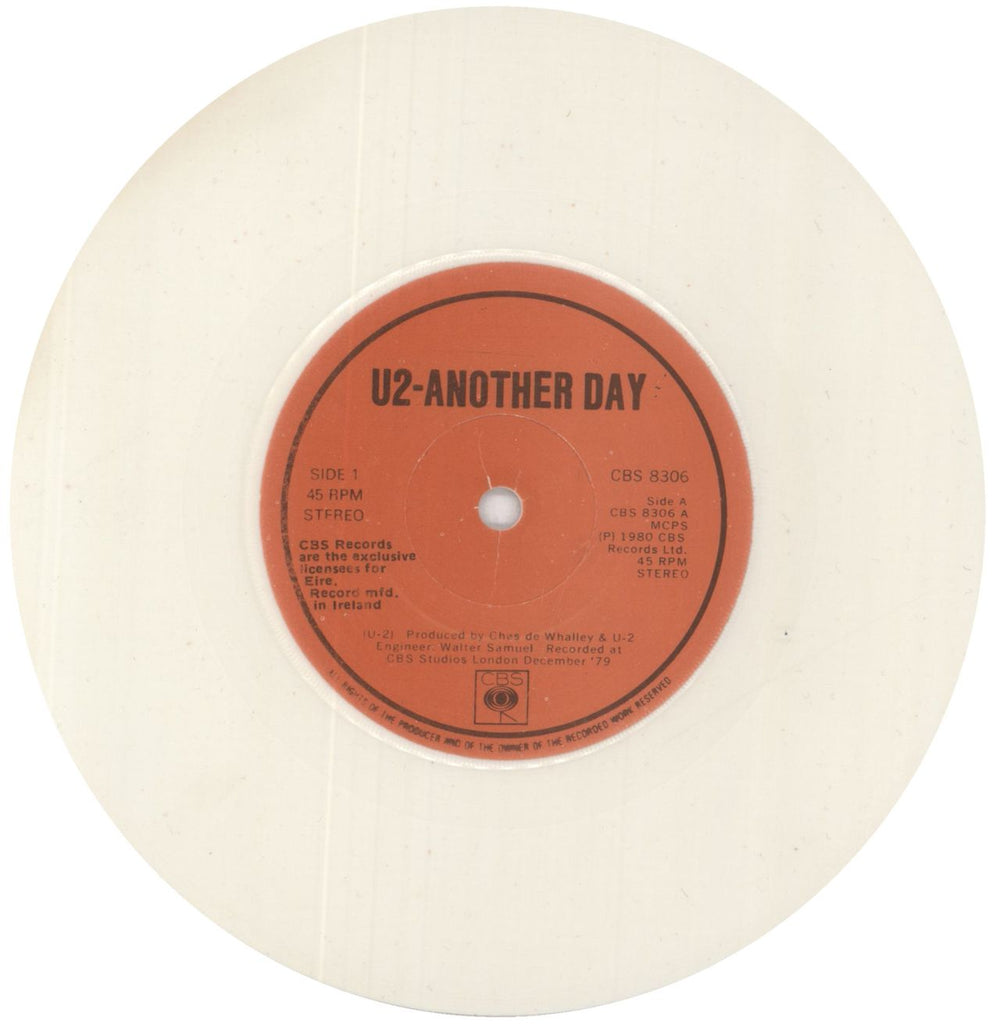 U2 Another Day - White Vinyl Irish 7" vinyl single (7 inch record / 45) U-207AN100486