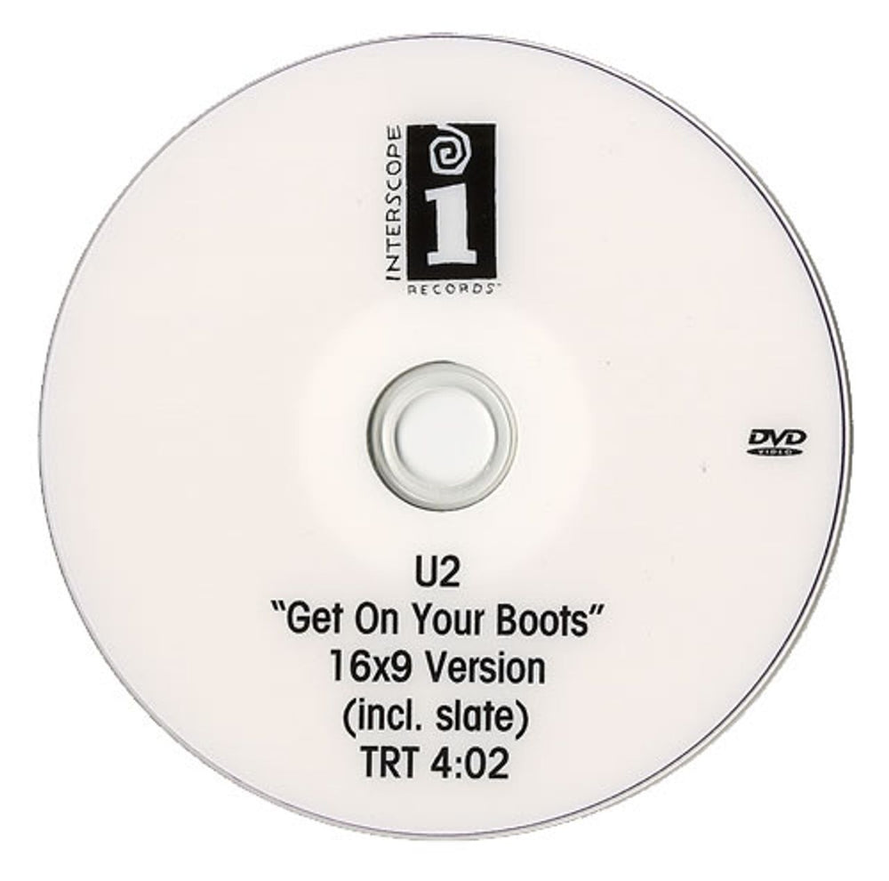 U2 Get Your Boots On - 16x9 Version US Promo promo DVD-R DVD-R ACETATE