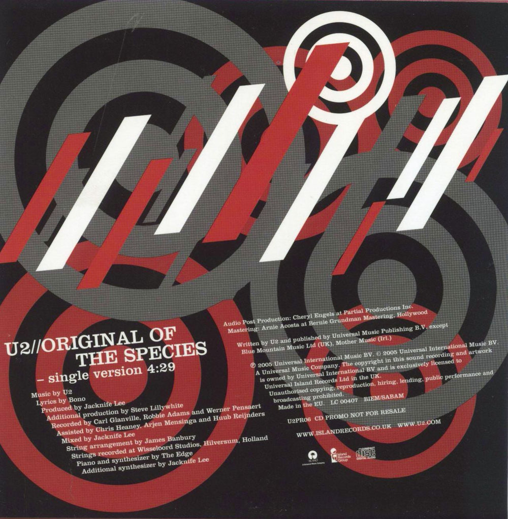 U2 Original Of The Species UK Promo CD single (CD5 / 5")