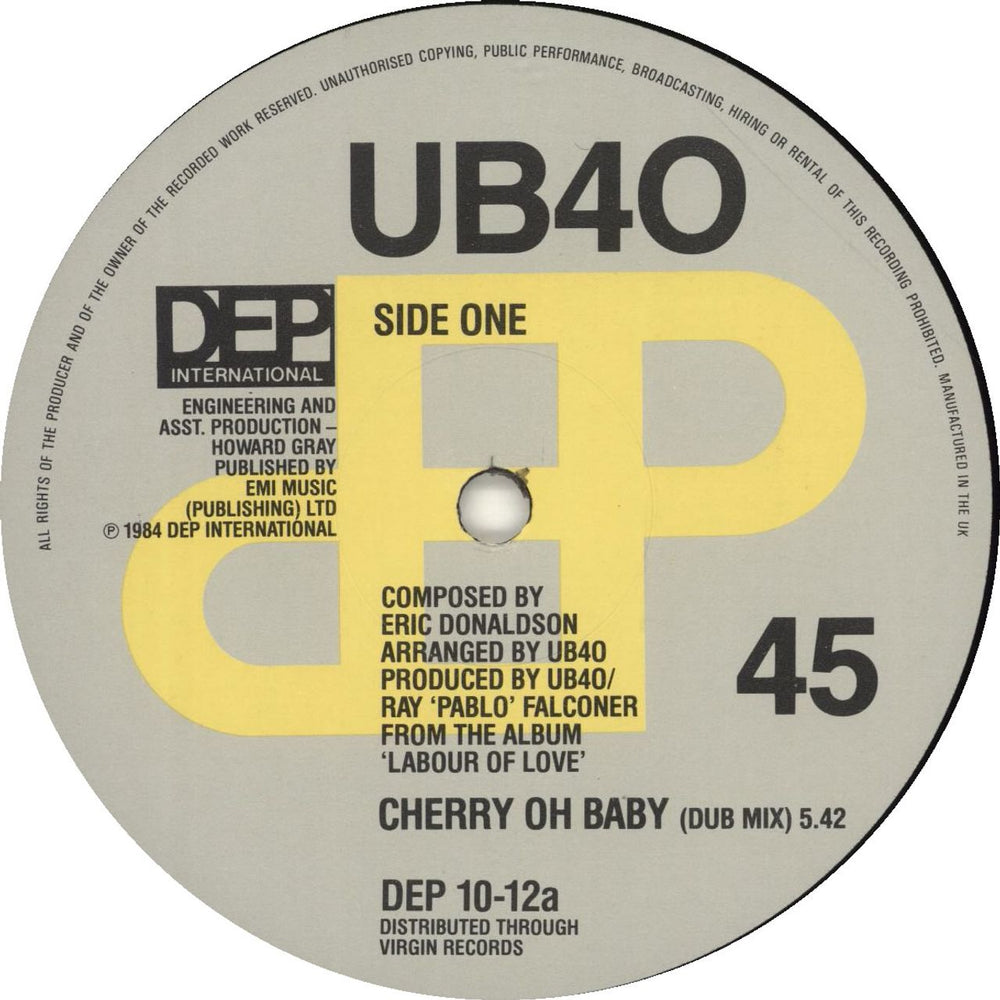 UB40 Cherry Oh Baby UK 12" vinyl single (12 inch record / Maxi-single) DEP10-12