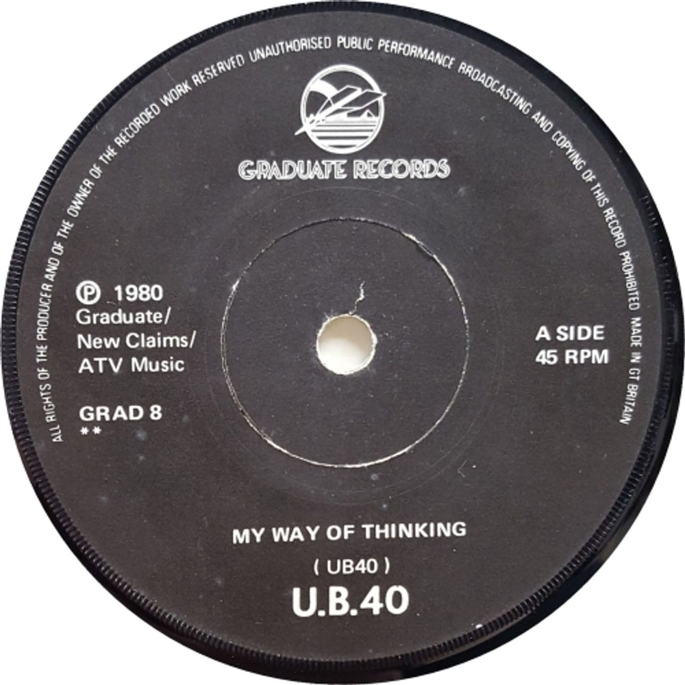 UB40 My Way Of Thinking UK 7" vinyl single (7 inch record / 45) GRAD8