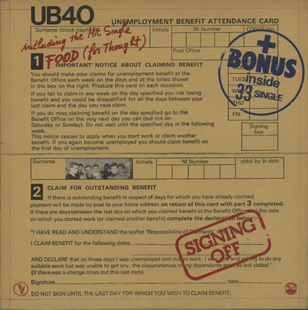 UB40 Signing Off + 12" French 2-LP vinyl record set (Double LP Album) 574007