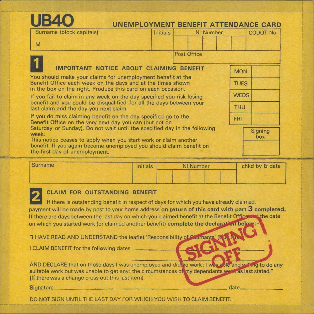 UB40 Signing Off + 12" - Red Vinyl UK vinyl LP album (LP record) 3507580