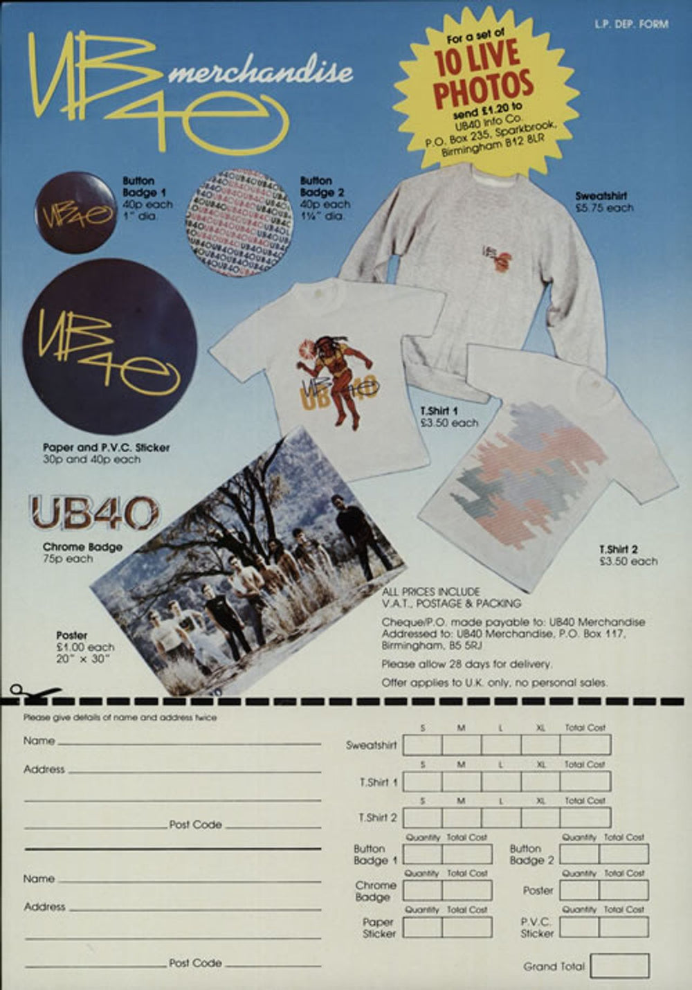 UB40 UB40 Live + Merch Insert UK vinyl LP album (LP record) UB4LPUB635347