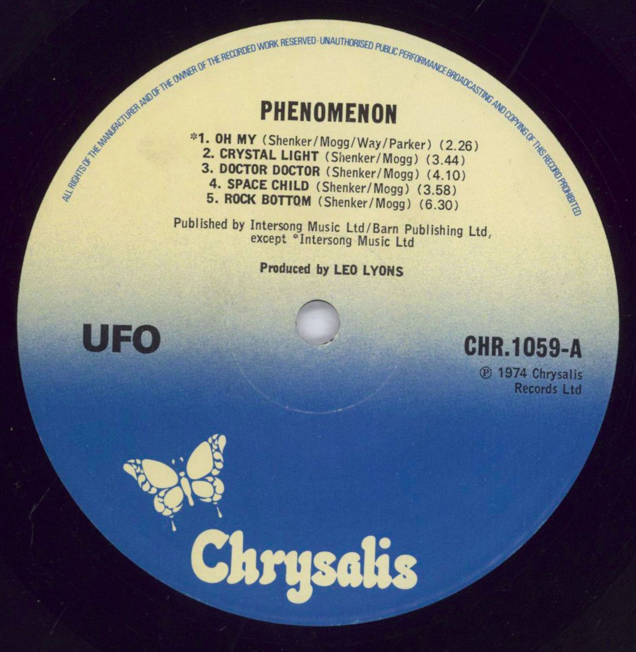 Vinyl　Misprint　Label　UFO　Blue　Phenomenon　UK　LP　—