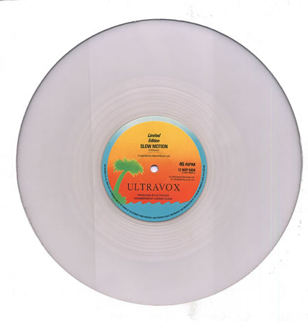 Ultravox Slow Motion - Clear Vinyl UK 12" vinyl single (12 inch record / Maxi-single) VOX12SL34153