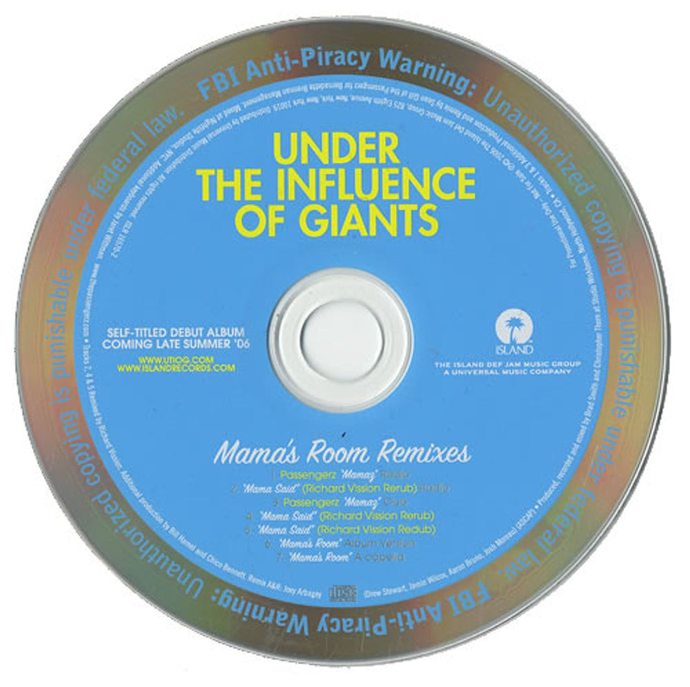 Under the Influence Of Giants Mama's Room US Promo CD single (CD5 / 5") ISLR-16570-2