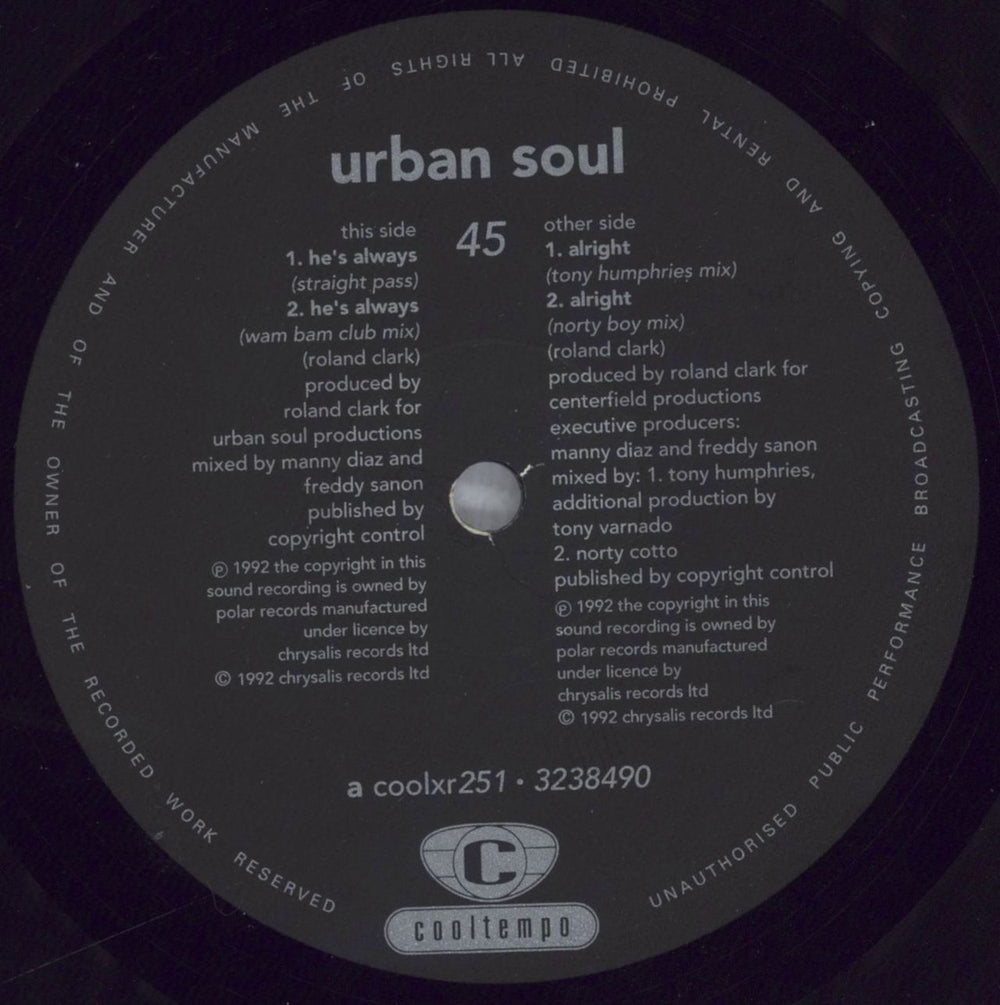 Urban Soul Always - The New Jersey Mixes UK 12" vinyl single (12 inch record / Maxi-single) UAA12AL828704