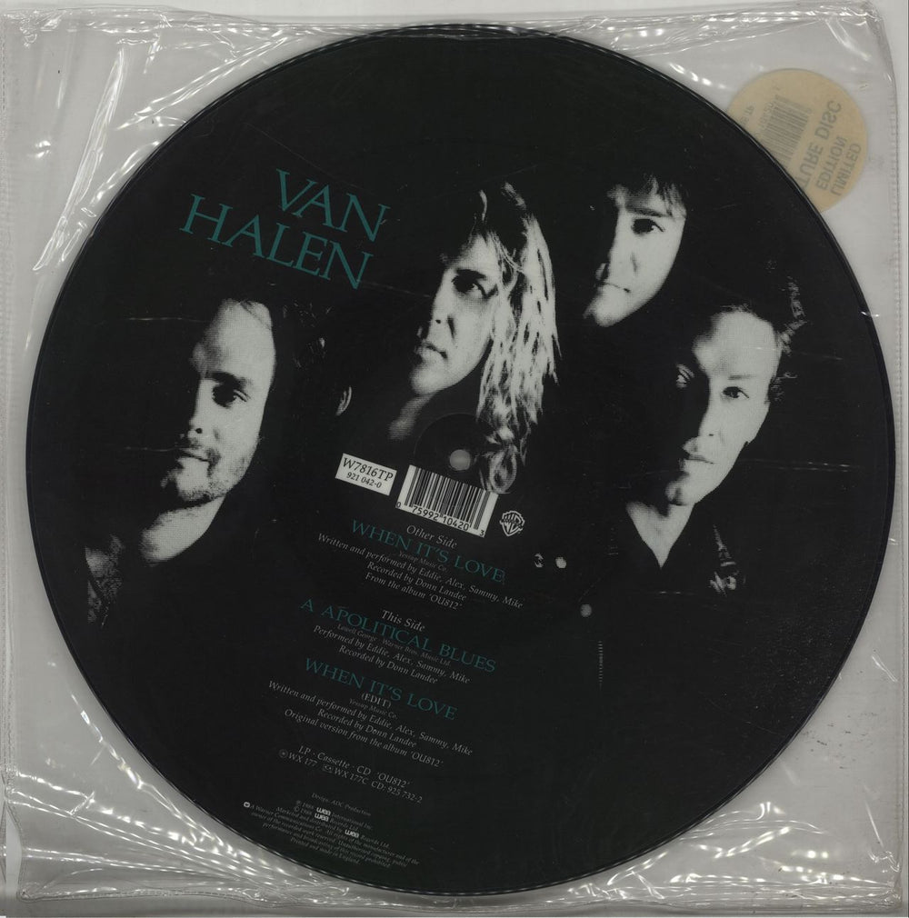 Van Halen When It's Love UK 12" vinyl picture disc (12 inch picture record) VNH2PWH37169