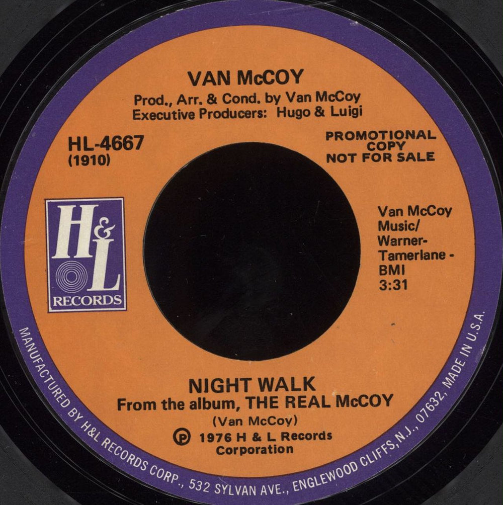 Van McCoy Night Walk US Promo 7" vinyl single (7 inch record / 45) HL-4667