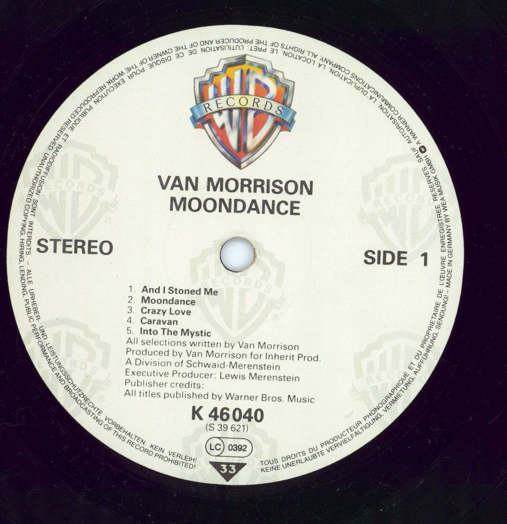 Van Morrison Moondance - 1980s German vinyl LP album (LP record)