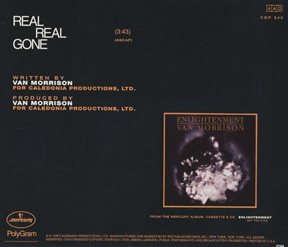 Van Morrison Real Real Gone US Promo CD single (CD5 / 5") VMOC5RE51947