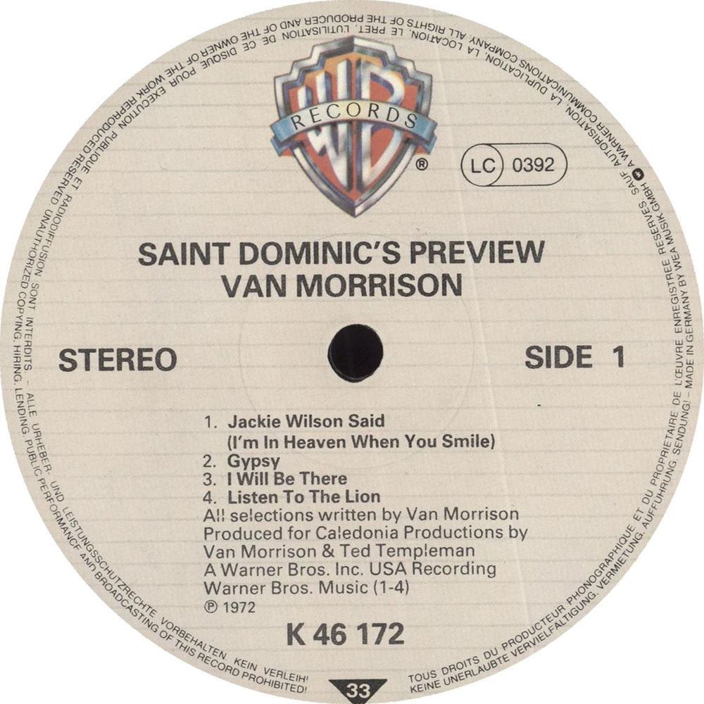 Van Morrison Saint Dominic's Preview German vinyl LP album (LP record) VMOLPSA542777