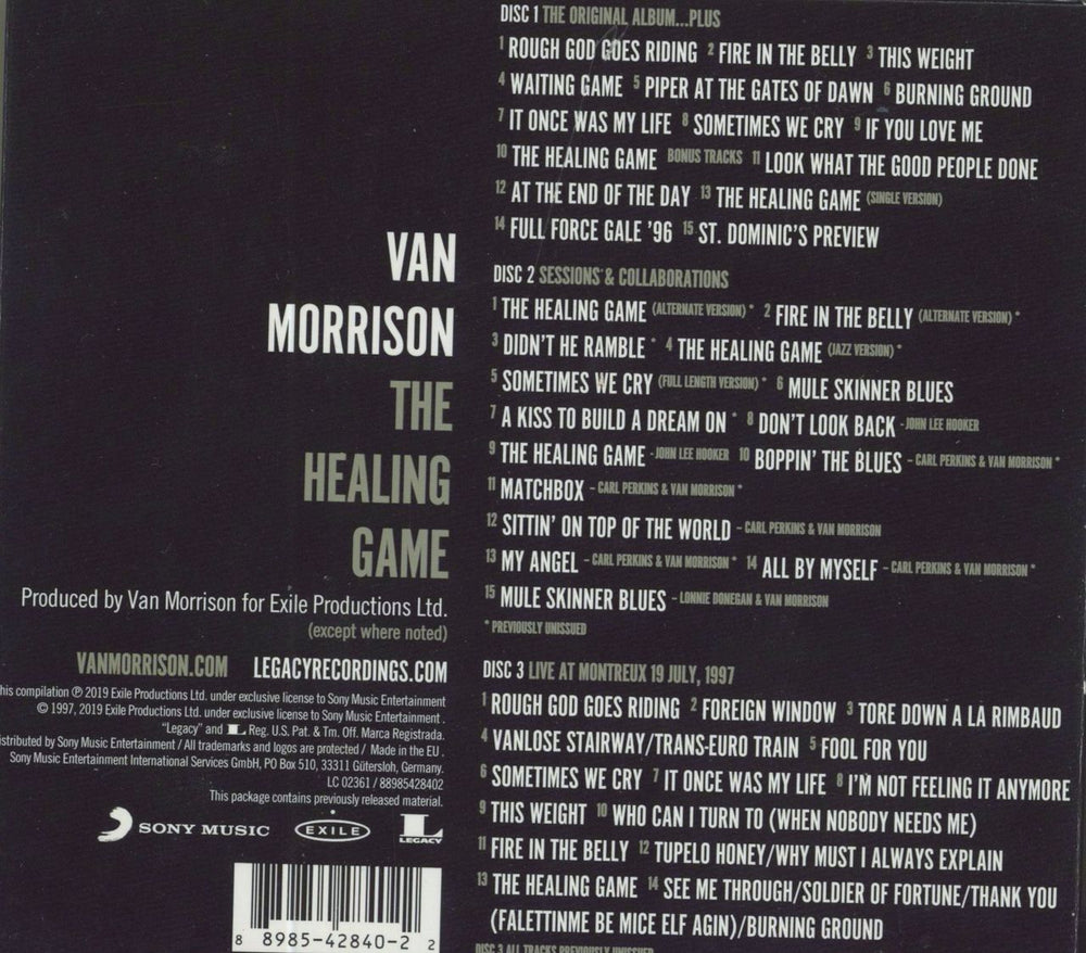 Van Morrison The Healing Game: Deluxe Edition UK 3-CD album set (Triple CD) 889854284022