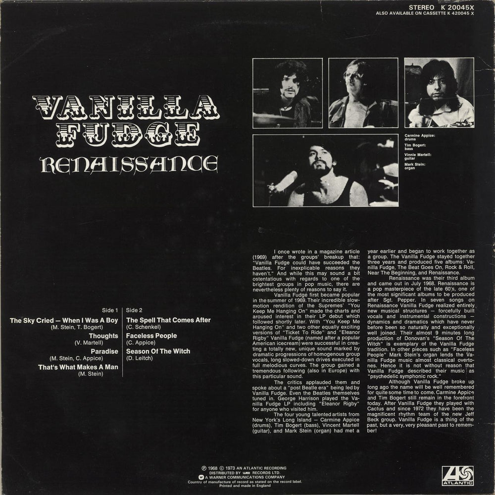 Vanilla Fudge Renaissance UK vinyl LP album (LP record)