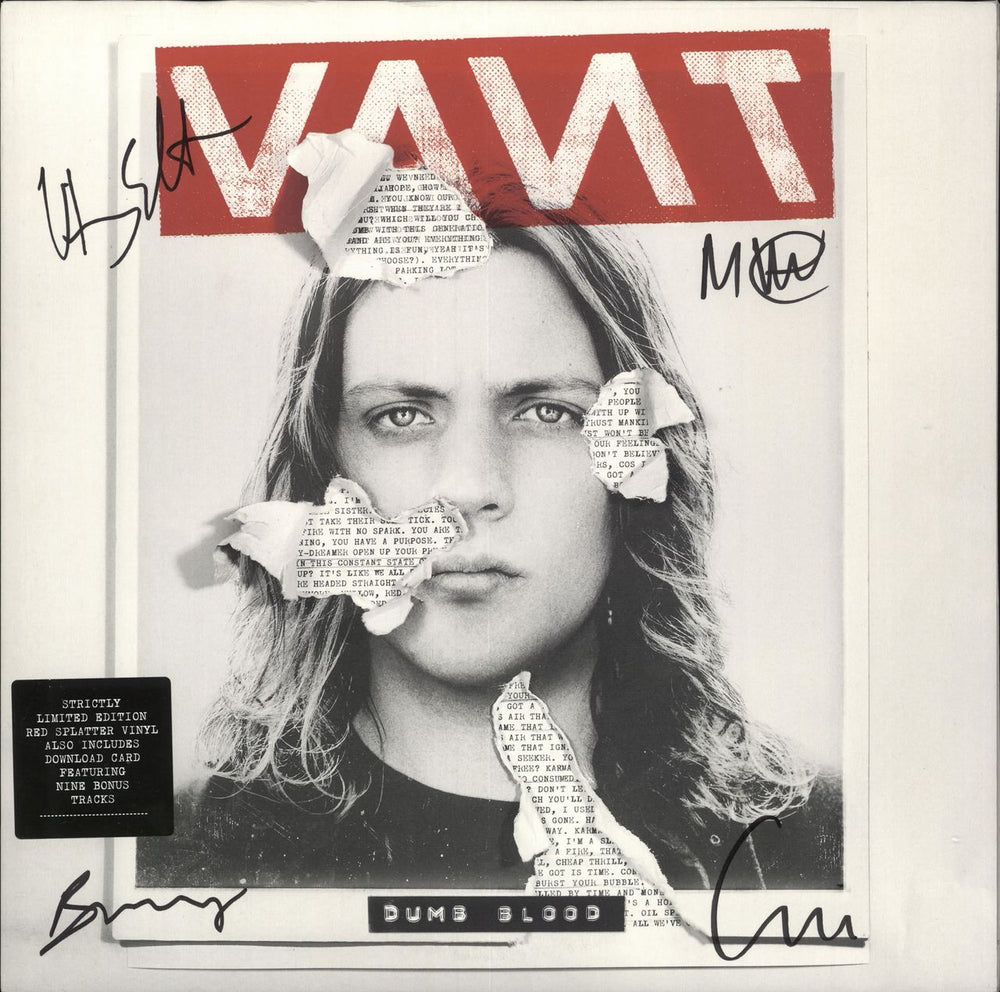 Vant Dumb Blood - Clear with Red Splatter Vinyl - Autographed UK vinyl LP album (LP record) 0190295877620