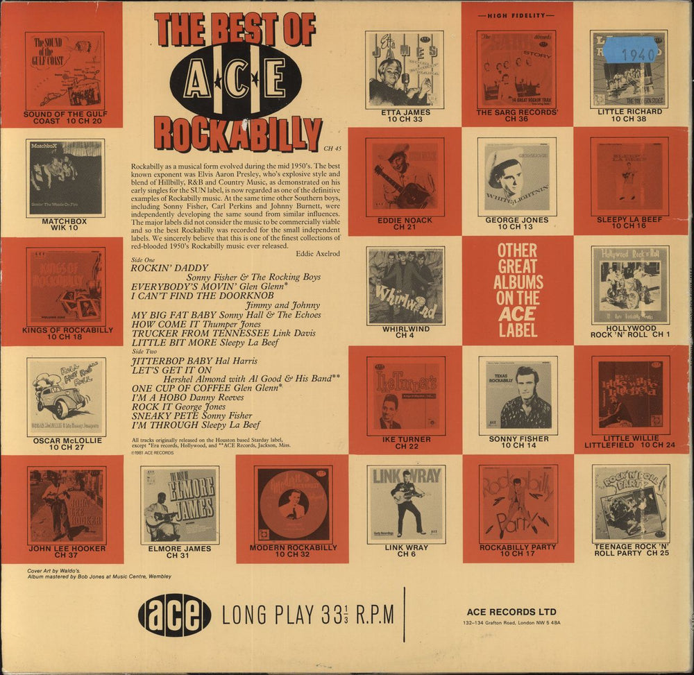 Various-50s/Rock & Roll/Rockabilly The Best Of Ace Rockabilly UK vinyl LP album (LP record)