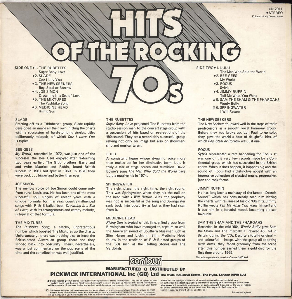 Various-60s & 70s Hits Of The Rocking 70s UK vinyl LP album (LP record)