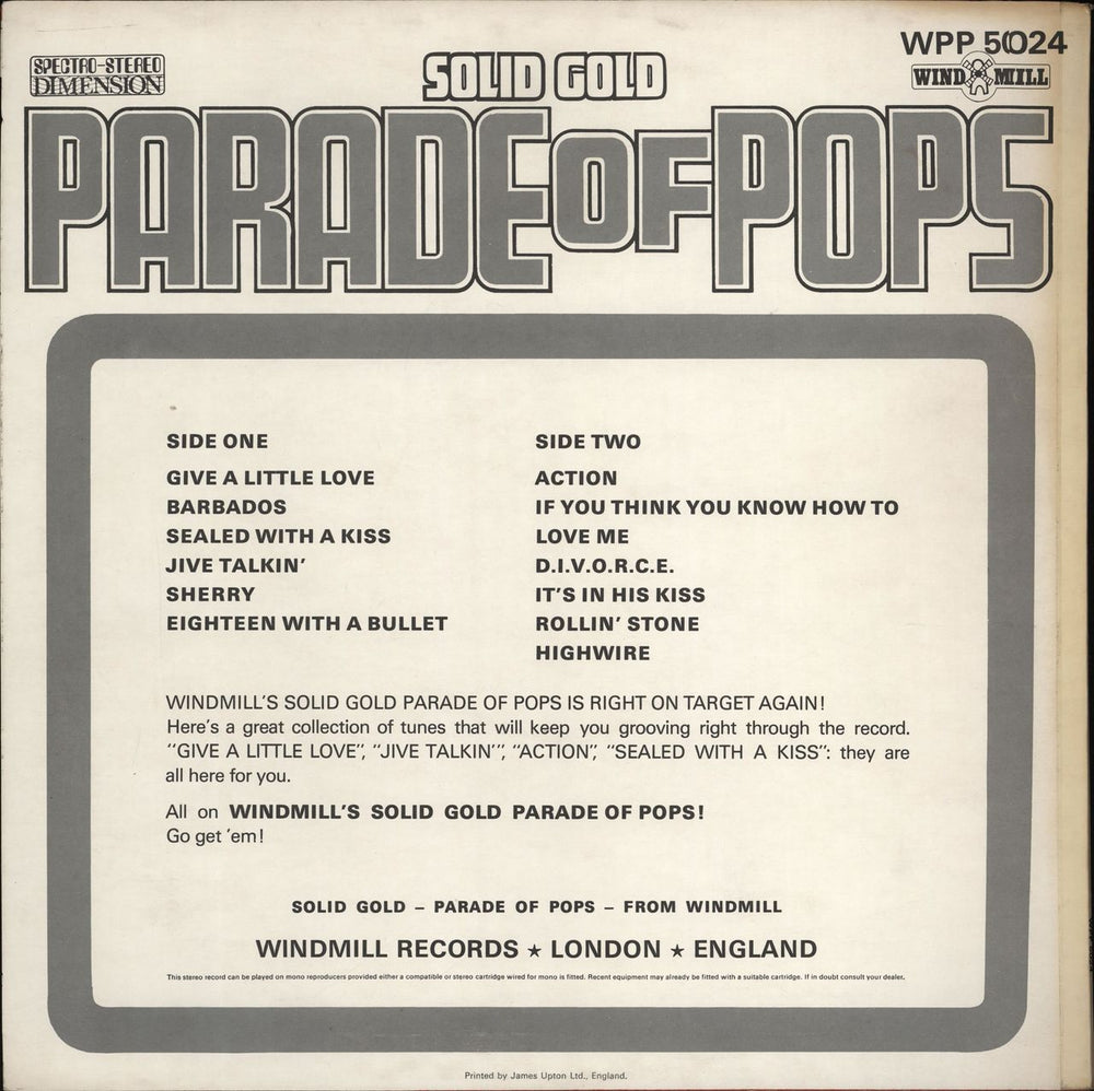 Various-60s & 70s Solid Gold Parade of Pops Volume 24 UK vinyl LP album (LP record)