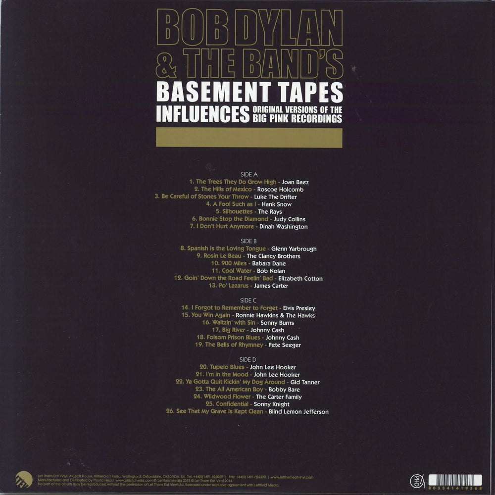 Various Artists Basement Tapes & Influences UK 2-LP vinyl record set (Double LP Album) 803341419568