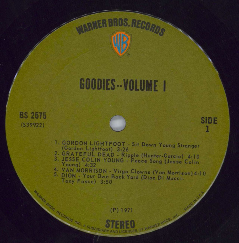 Various Artists Goodies Volume.1 US vinyl LP album (LP record) VARLPGO820297