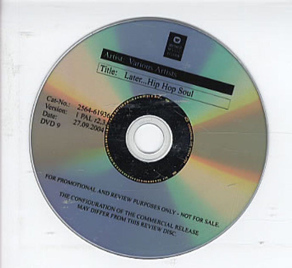 Various Artists Later... Hip Hop Soul UK Promo DVD DVD-R TEST DEISC