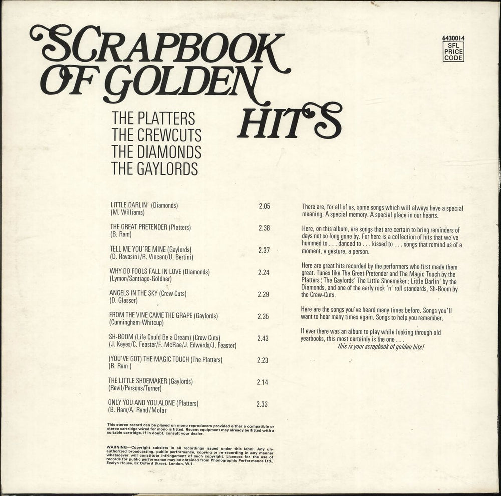 Various Artists Scrapbook Of Golden Hits UK vinyl LP album (LP record)