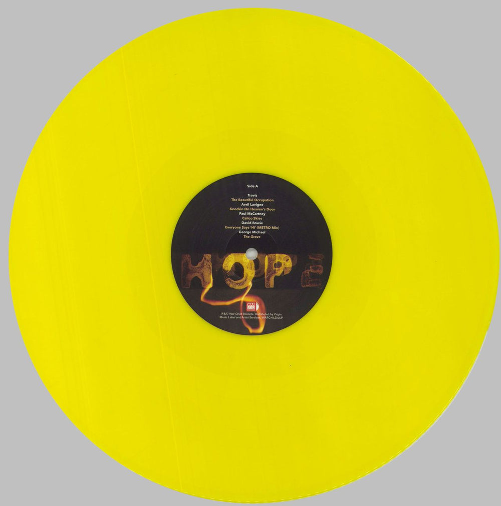 Various Artists War Child: Hope - Yellow vinyl UK 2-LP vinyl record set (Double LP Album) VAR2LWA829945