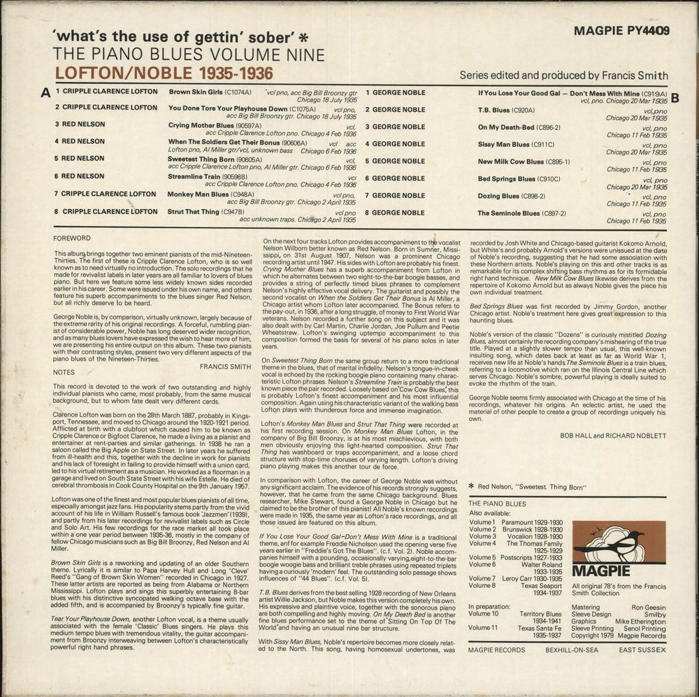 Various-Blues & Gospel What's The Use Of Gettin' Sober - Lofton/Noble 1935-1936 UK vinyl LP album (LP record)