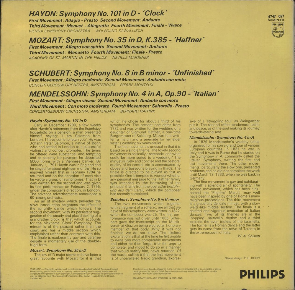 Various-Classical & Orchestral Four Symphonies UK 2-LP vinyl record set (Double LP Album)