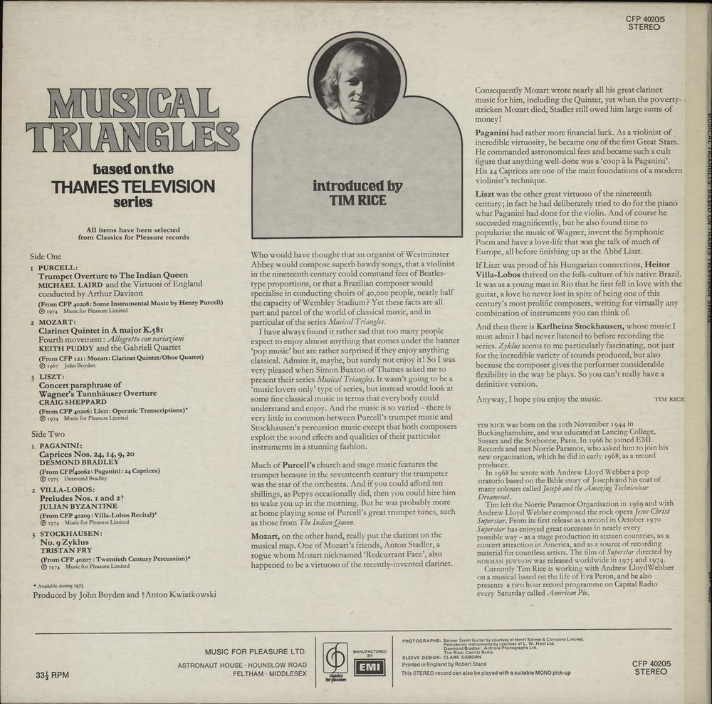 Various-Classical & Orchestral Musical Triangles UK vinyl LP album (LP record)