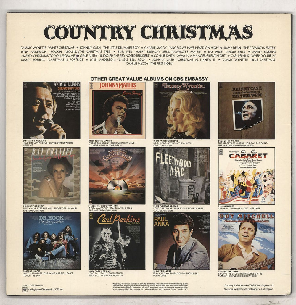 Various-Country Country Christmas UK vinyl LP album (LP record)