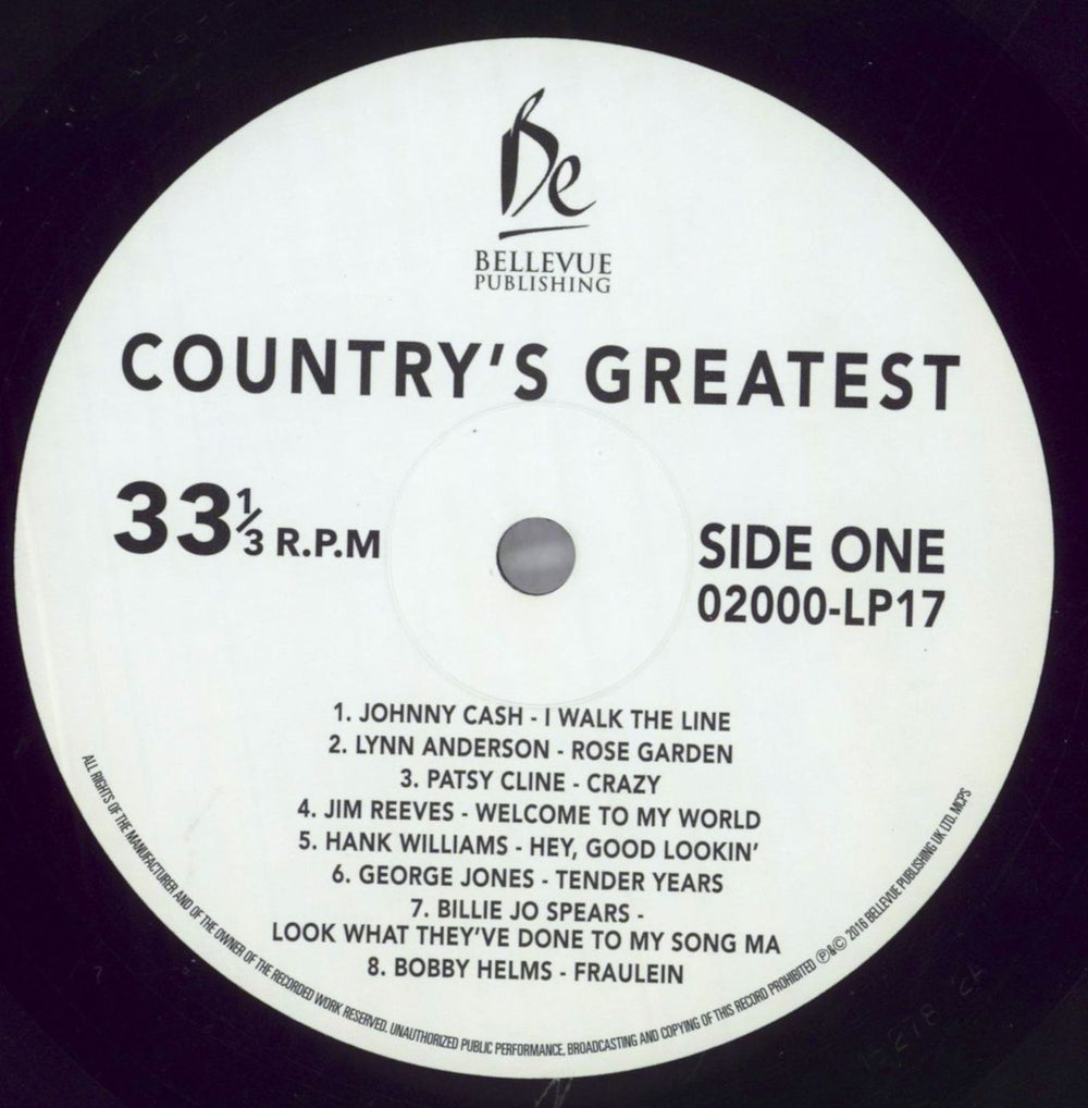 Various-Country Country's Greatest UK vinyl LP album (LP record) CVALPCO825600