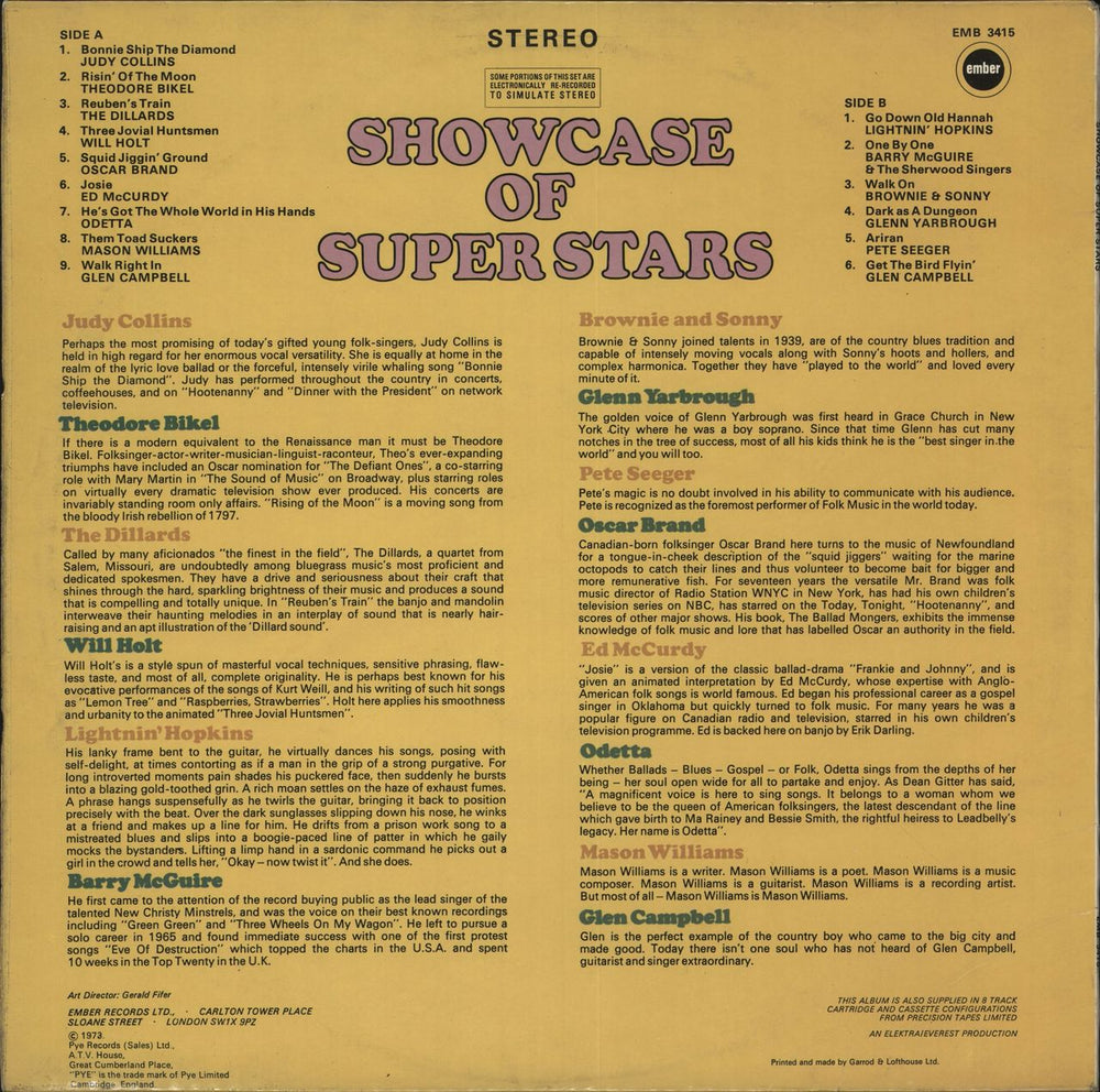 Various-Country Showcase Of Super Stars UK vinyl LP album (LP record)