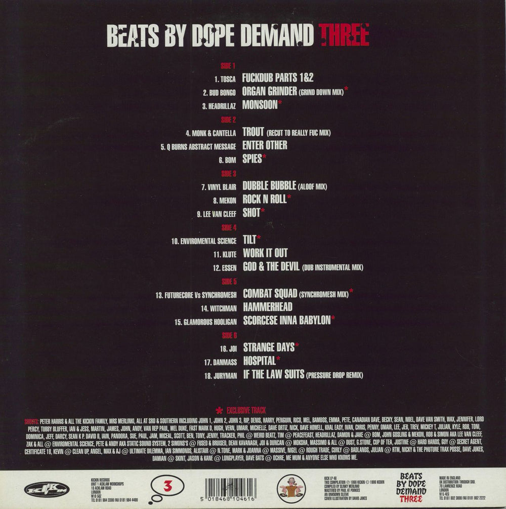 Various-Dance Beats By Dope Demand Three UK 3-LP vinyl record set (Triple LP Album) 5018468104616